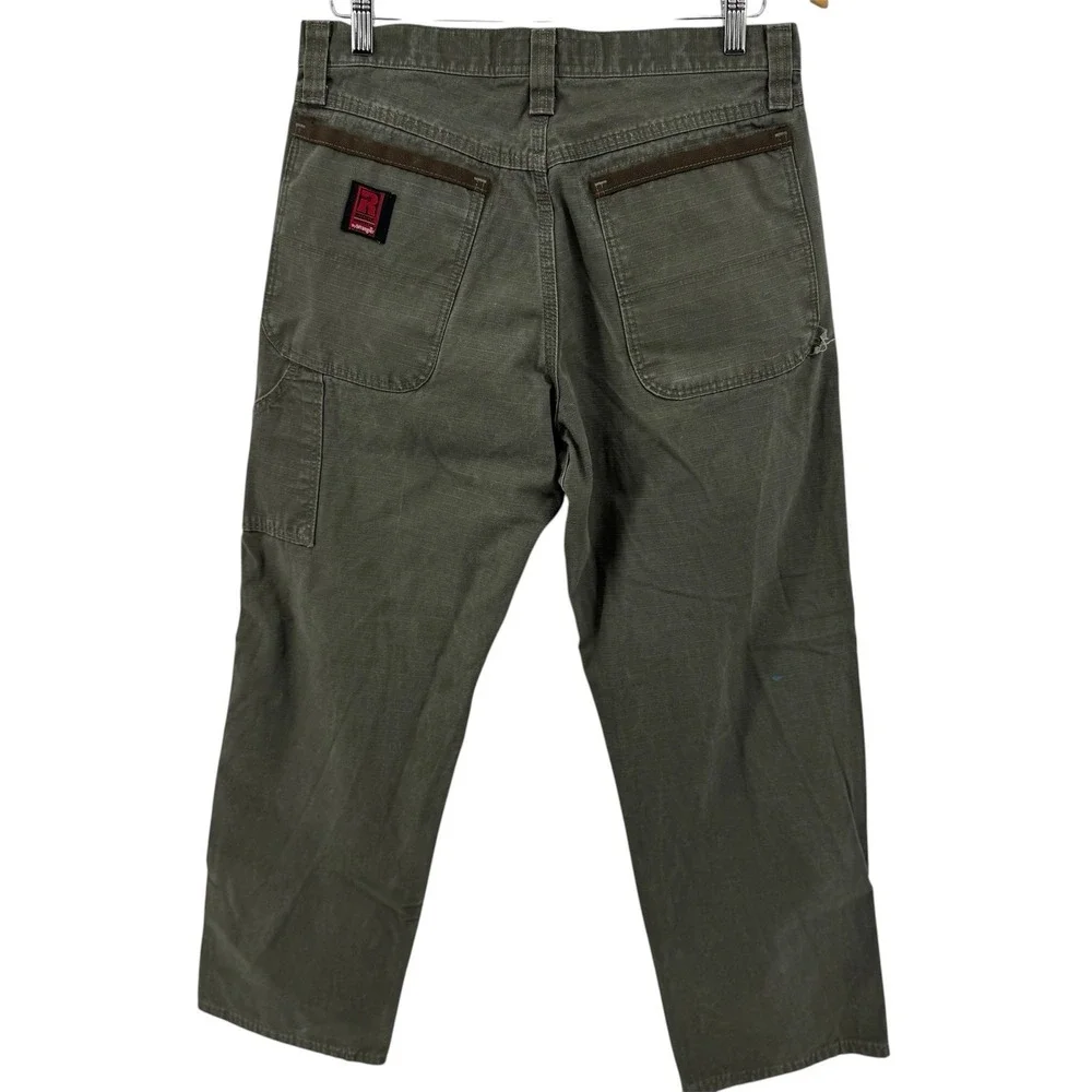 Men's‎ Olive Wrangler Ripstop Cargo Pants Drab Vintage Military Style 31x29